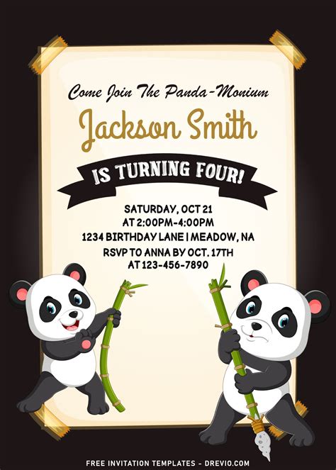 10 Cute Party Like A Panda Birthday Invitation Templates Panda