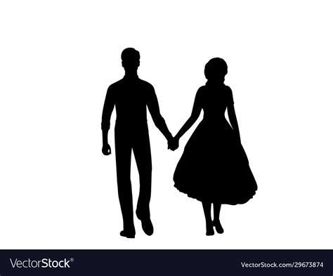 Man And Woman Holding Hands Silhouette