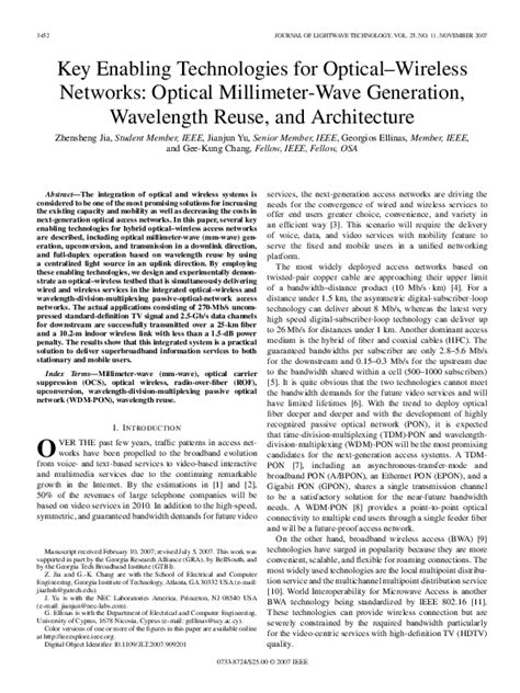 Pdf Key Enabling Technologies For Opticalwireless Networks Optical