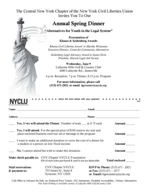 Fillable Online Nyclu NYCLU Central New York Chapter Annual Spring