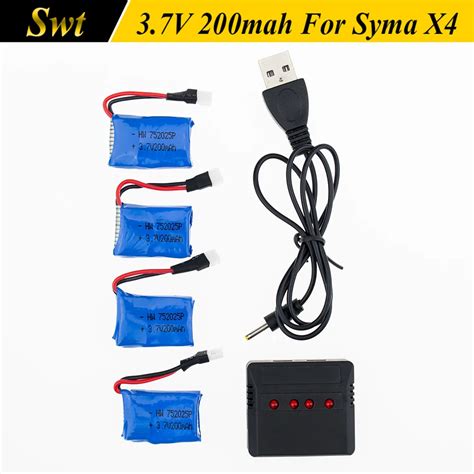 Pcs Syma X V Mah C Battery With In Usb Black Charger Set