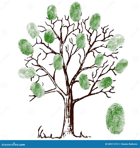 Arbre Avec Des Empreintes Digitales Illustration Stock Illustration