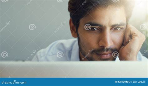 Mockup Business And Man With A Laptop Focus And Thinking With Ideas