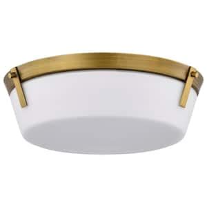 Arlington 14 In 3 Light Heritage Brass Flush Mount Light With Glass