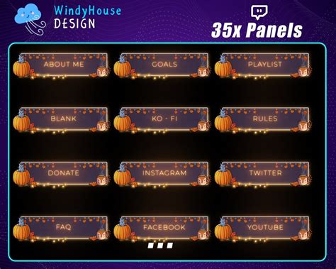 Cute Cat Twitch Panels, Pumpkin Twitch Panels for Stream Overlay Pack ...