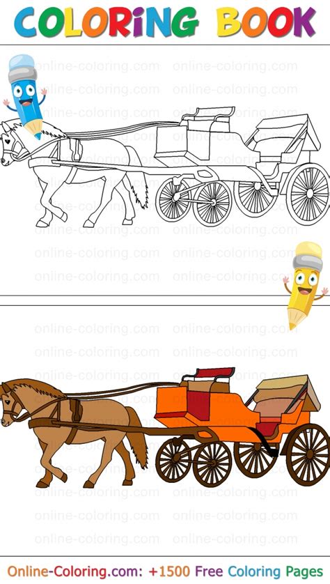 Horse-drawn carriage | Free Online Coloring Page