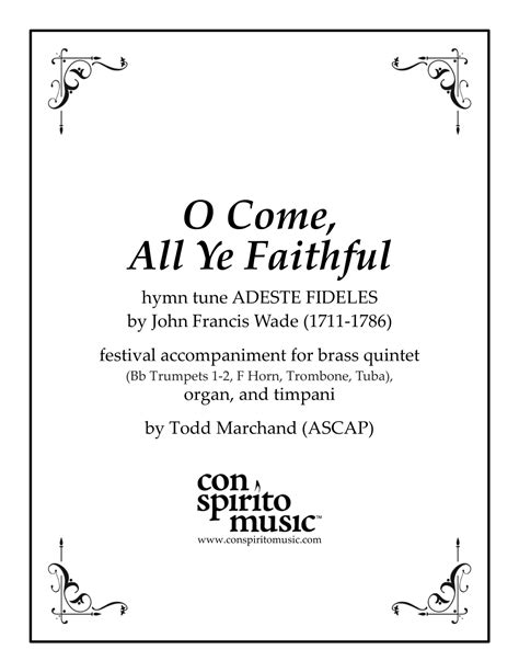 O Come All Ye Faithful Festival Hymn Accompaniment For Organ Brass