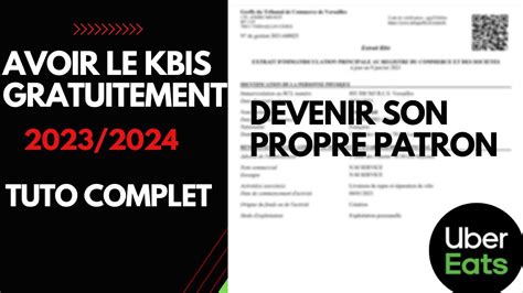 AVOIR KBIS 2023 2024 création micro entreprise tuto complet YouTube