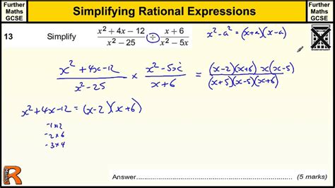 Simplifying Rational Expressions Gcse Further Maths Revision Exam Paper Practice And Help Youtube