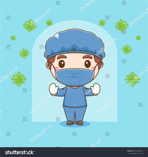 Cartoon Illustration Cute Doctor Protects Virus Stock Vector Royalty