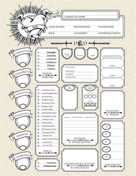 Dungeons And Dragons Character Sheet