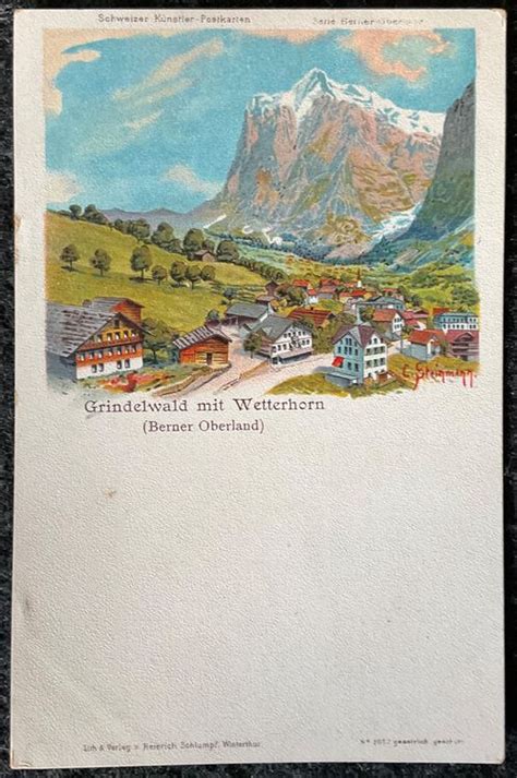 Grindelwald Mit Wetterhorn Litho Steinmann Kaufen Auf Ricardo