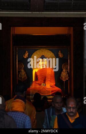 Statue Of Lord Budhha In Front Of Japanese Temple Rajgir Nalanda