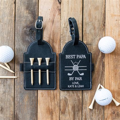 Personalized Engraved Golf Bag Tag With Tees Leather Golf Etsy