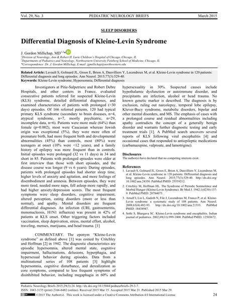 (PDF) Differential Diagnosis of Kleine-Levin Syndrome