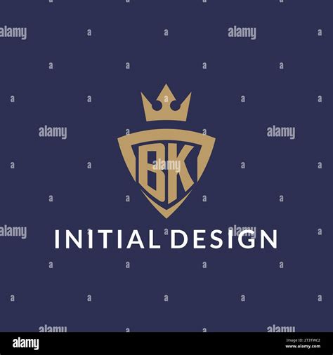 Bk Logo With Shield And Crown Monogram Initial Logo Style Vector File