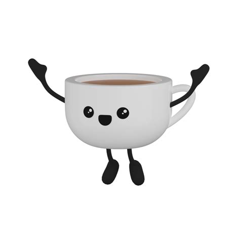 Personaje de dibujos animados de taza de café lindo aislado 3d 11501454 PNG