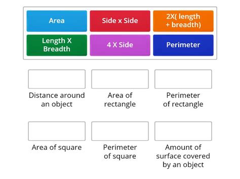 Perimeter and Area - Task 2 - Match up