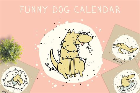 Funny dog calendar | Animal Illustrations ~ Creative Market