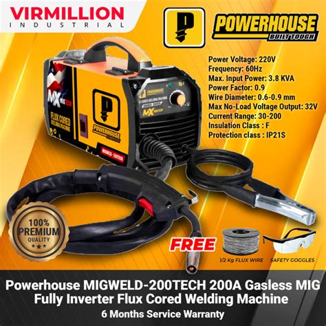 Powerhouse MIGWELD 200TECH 200A Gasless MIG Fully Inverter Flux Cored