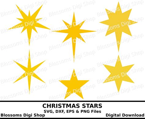 Christmas Stars Svg Digital Download Star Template Star Cut File