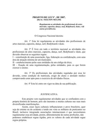 Projeto de lei nº 050 de 2007 PDF