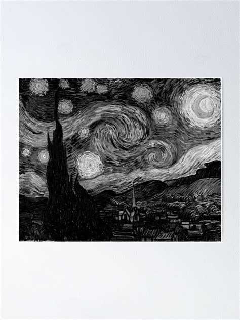 Póster «La noche estrellada de Vincent van Gogh | Versión en blanco y negro» de Dator | Redbubble