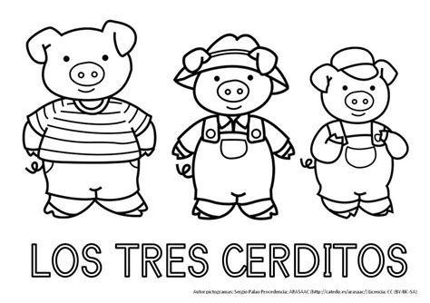 DIBUJOS PARA COLOREAR LOS TRES CERDITOS