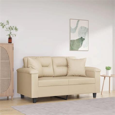 Vidaxl 2 Osobowa Sofa Z Poduszkami Kremowa 120 Cm Mikrofibra 3200969