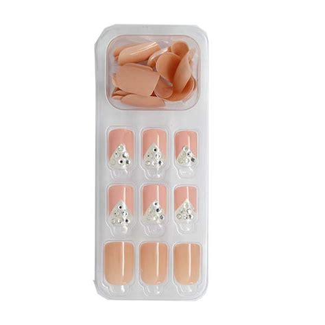 Buy Lick Beige Nude French Manicure Acrylic Press On Nails Extension With Application Kit Online