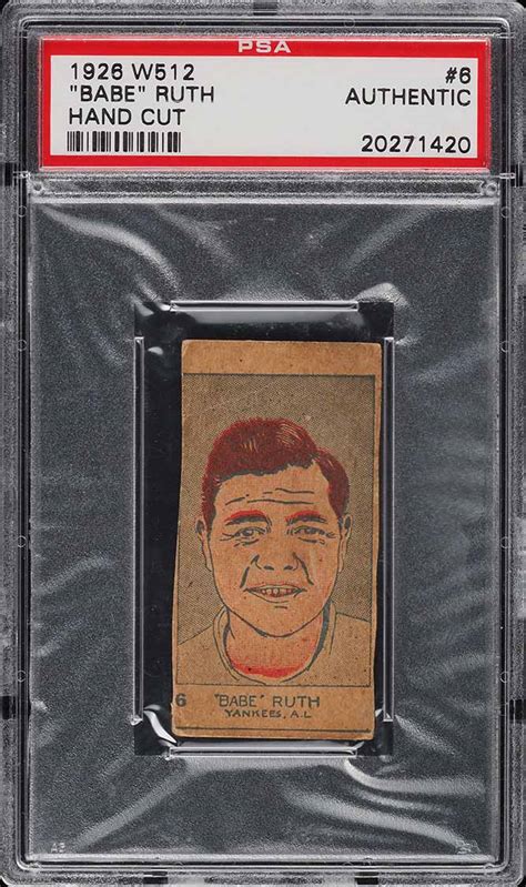 1926 W512 Strip Card Babe Ruth 6 PSA AUTH On Fanatics Collect