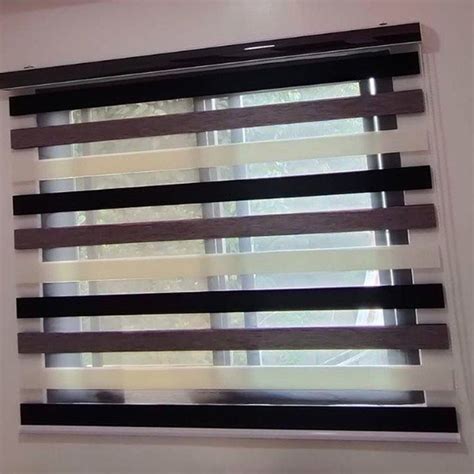 Black Brown And White Modern PVC Zebra Blind For Window 3 5 Feet At