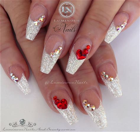 Coffin Valentine Acrylic Nail Designs