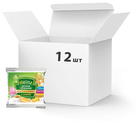 Упаковка детского печеньице Heinz 6 злаков 60 г х 12 шт (8001040411520 ...