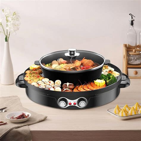 Test Hot Pot 2 en 1 barbecue Coréen Électrique et Facile à Nettoyer