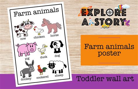 Farm Animals Poster Montessori Poster Kids Room Decor Educational