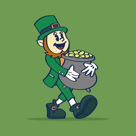 Premium Vector | A leprechaun carrying a pot of gold hand drawing ...