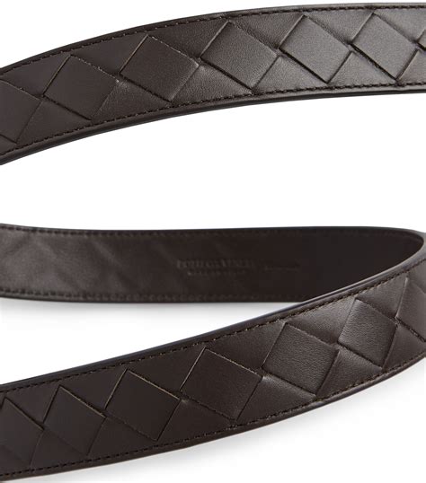 Mens Bottega Veneta Brown Leather Intrecciato Belt Harrods Uk