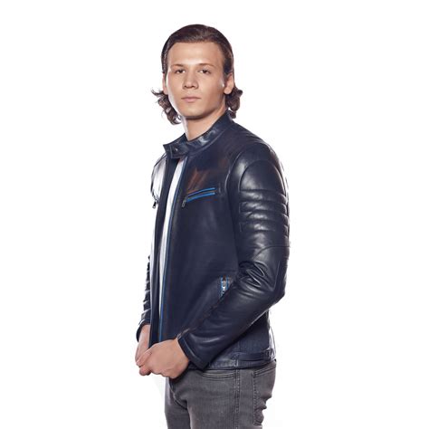 Navy Blue Geniune Leather Jacket With Sex Pistols Logo Back Patch Punk Rock Merchandise Metal