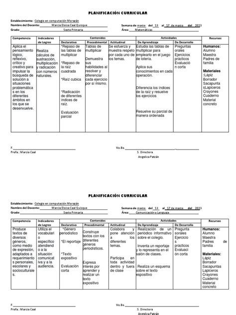 Plan 13 Al 17 De Marzo Pdf Aprendizaje Evaluación