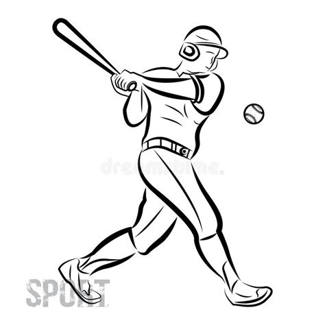 A Baseball Player Swinging The Bat Stock Vector Illustration Of