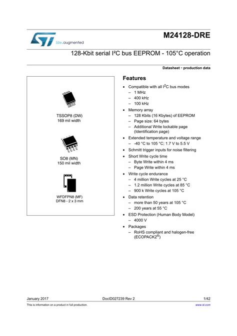 PDF 128 Kbit serial I²C bus EEPROM 105C operation 40 C to 105