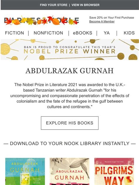 Barnes & Noble: Congratulations to the 2021 Nobel Prize Winner | Milled