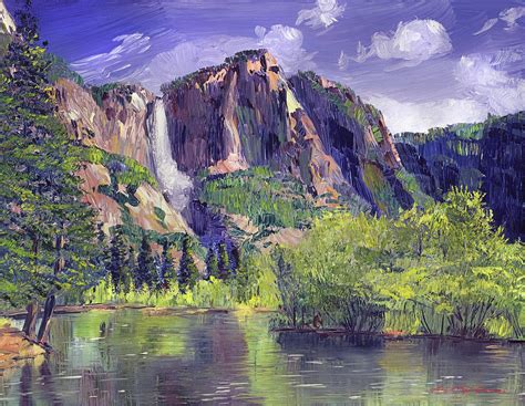 Waterfall Yosemite Painting By David Lloyd Glover Fine Art America