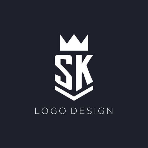 SK Logo With Shield And Crown Initial Monogram Logo Design 23564798