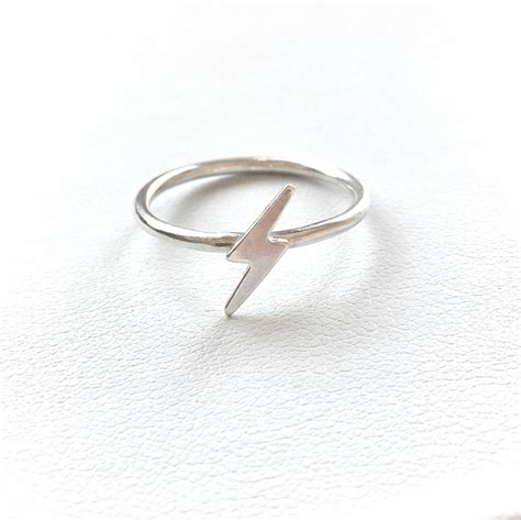 Lightning Bolt Ring Silver Stacking Ring Lightning Ring Etsy