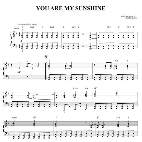 You Are My Sunshine Piano Sheet Music You Are My Sunshine Sheet Music