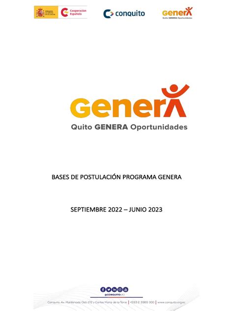 Bases De Postulacion Programa Genera Pdf Iniciativa Empresarial Marketing