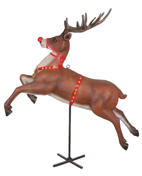 Christmas Reindeer Statue Jumping And Flying Life Size