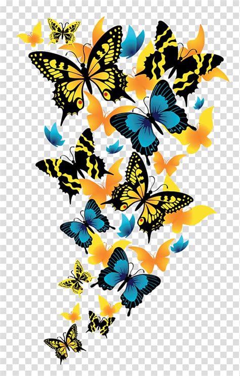 Yellow and blue butterfly illustration lot, Butterfly , Butterflies ...